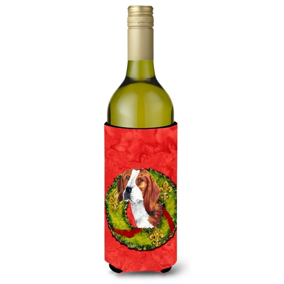 Beagle Christmas Wreath Wine Bottle Hugger