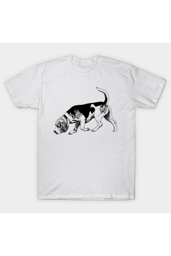 Beagle Cute Hunting Hound Puppy Pet Portrait Vintage Sketch Art Unisex T-Shirt, for men & women, up to size 5XL