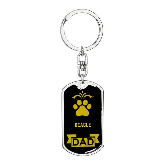 Beagle Dad Keychain Stainless Steel or 18k Gold