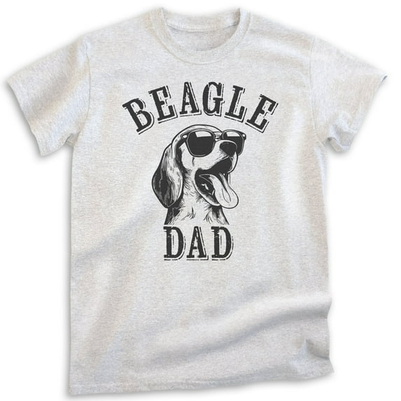 Beagle Dad T-shirt, Unisex Men's Shirt, Beagle Owner, Cool Dog Father Gift, Heather Ash, Large