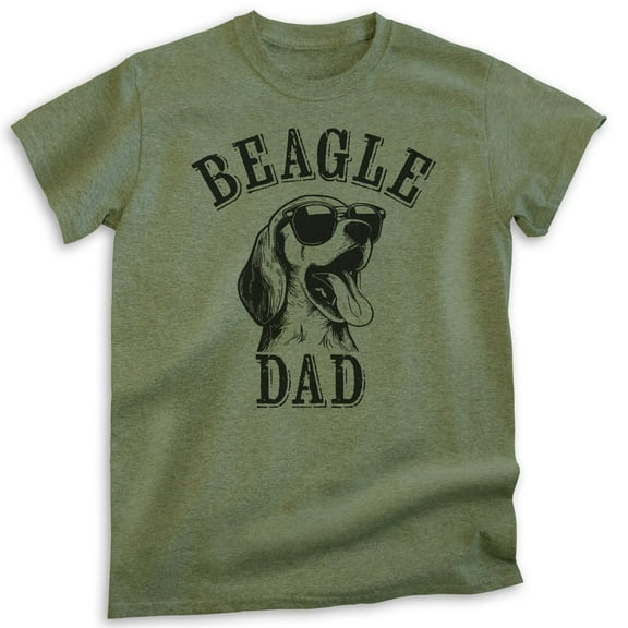 Beagle Dad T-shirt, Unisex Men's Shirt, Beagle Owner, Cool Dog Father Gift, Heather Military Green, Large