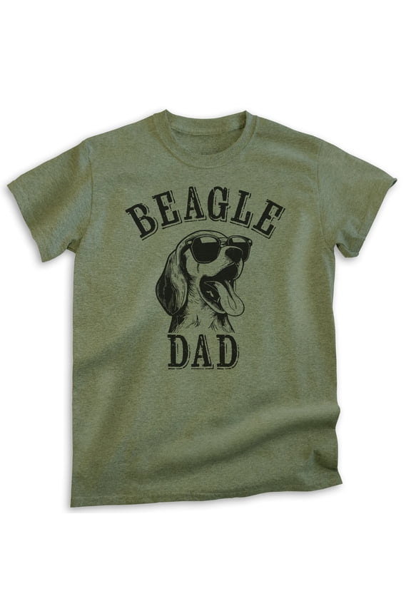 Beagle Dad T-shirt, Unisex Men's Shirt, Beagle Owner, Cool Dog Father Gift, Heather Military Green, Large