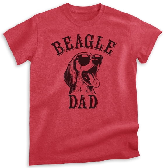Beagle Dad T-shirt, Unisex Men's Shirt, Beagle Owner, Cool Dog Father Gift, Heather Red, Small