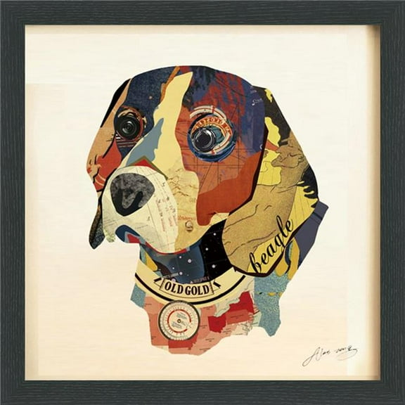Beagle - Dimensional Art Collage Hand Signed by Alex Zeng Framed Graphic Wall Art