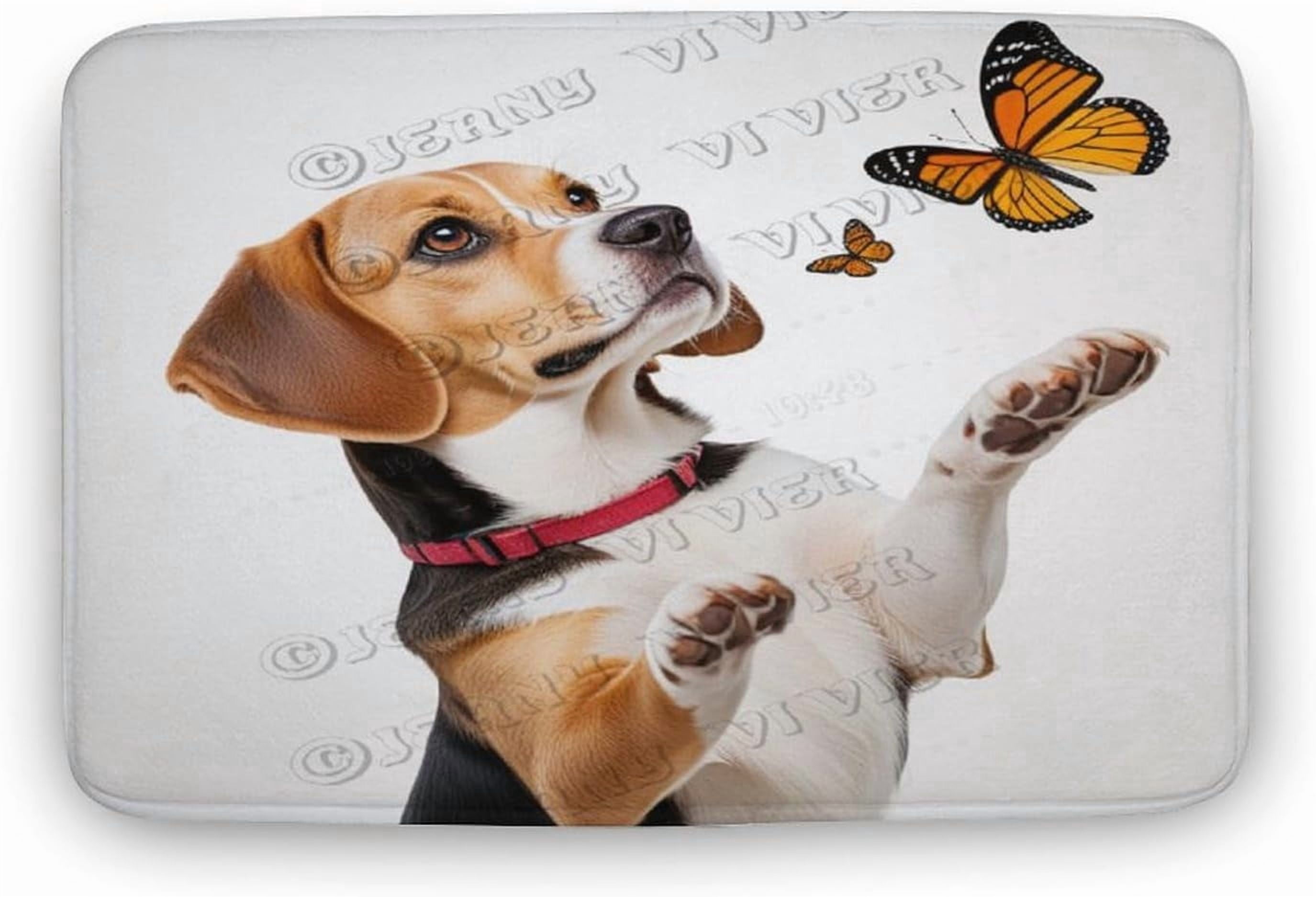 Beagle Dog Bath Rugs Cute Dog Door Mat Butterfly Carpet for Teens ...