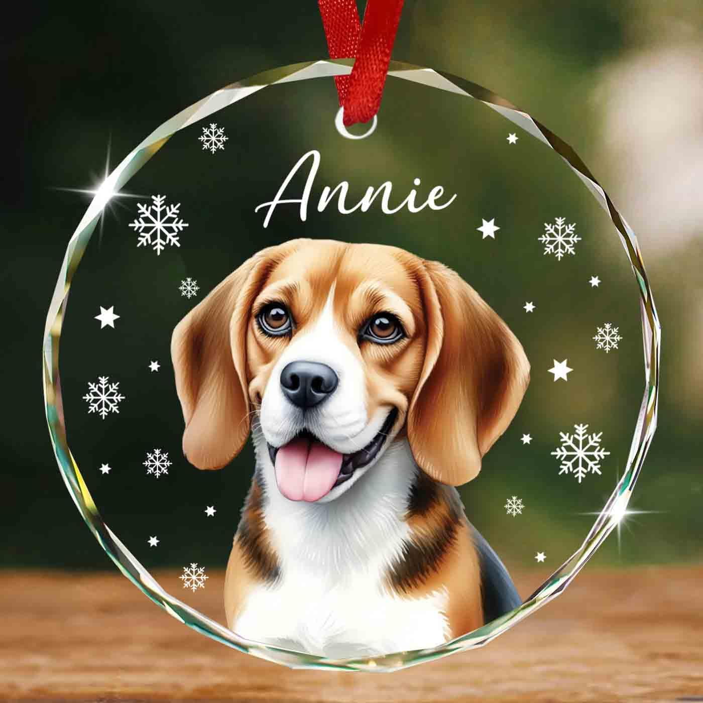 Beagle Dog Christmas Glass Ornament 2025, Custom Beagle Dog Face — free download