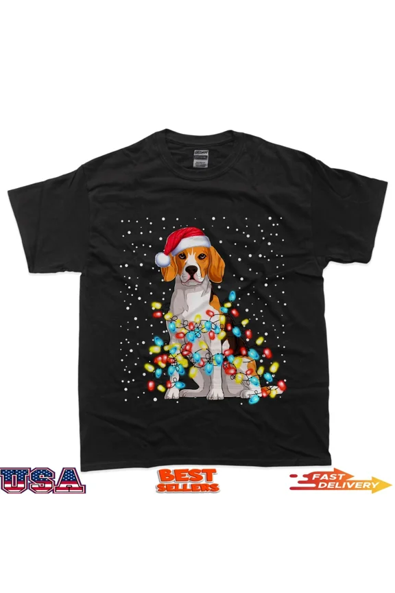 Beagle Dog Christmas Lights Funny Pajama Puppy Lover T-Shirt