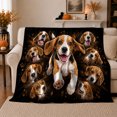 thumbnail image 1 of Beagle Dog Collage Running Portrait Splatter Art, Playful Pet Portrait Pattern, Warm Flannel Blanket for Living Room and Reading Nook, Dog Lovers Friendship Gift, Pet Lover Home Decor, 1 of 9
