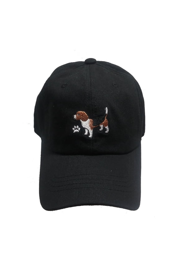 Beagle Dog Design Cotton Baseball Cap (Black)