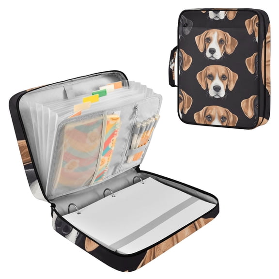 Beagle Dog Faces Accordion File Organizer Expanding File Folder 3-Ring Binder Bag 500 Sheets A4 Size