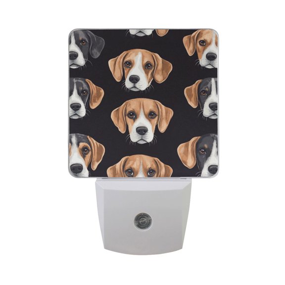 Beagle Dog Faces LED Night Light with Smart Sensor Plug Into Wall Dusk to Dawn 2 packs