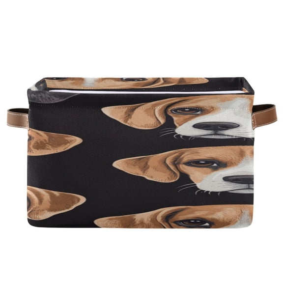 Beagle Dog Faces Square Storage Bins with Handles Collapsible Containing Box 1 Pack