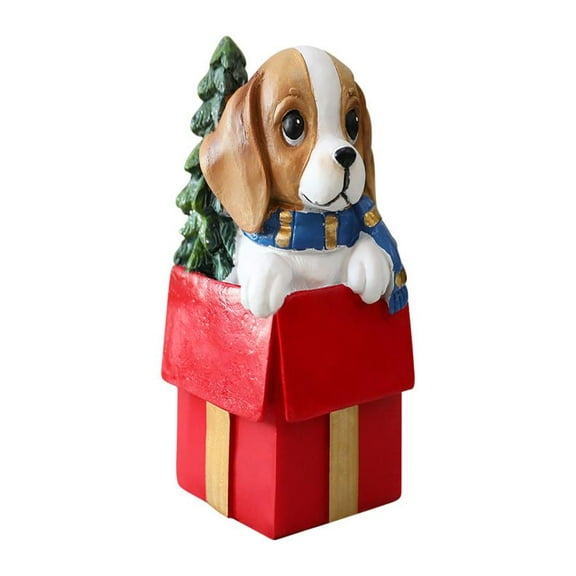 Beagle Dog Figurines Resin Statue - Christmas Decor & Christmas Gift, Whimsical Ornament for Holiday Season, Dog Lovers & Creative Home Decoration