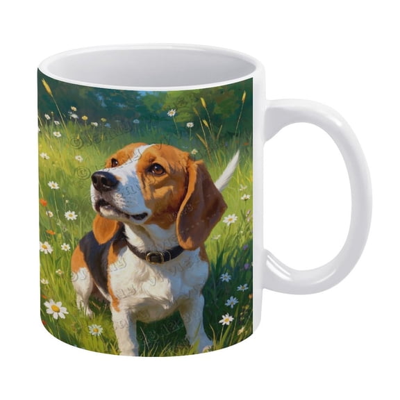 Beagle Dog Gifts for Her - 11 oz White Ceramic Coffee Cup for Beagle Moms