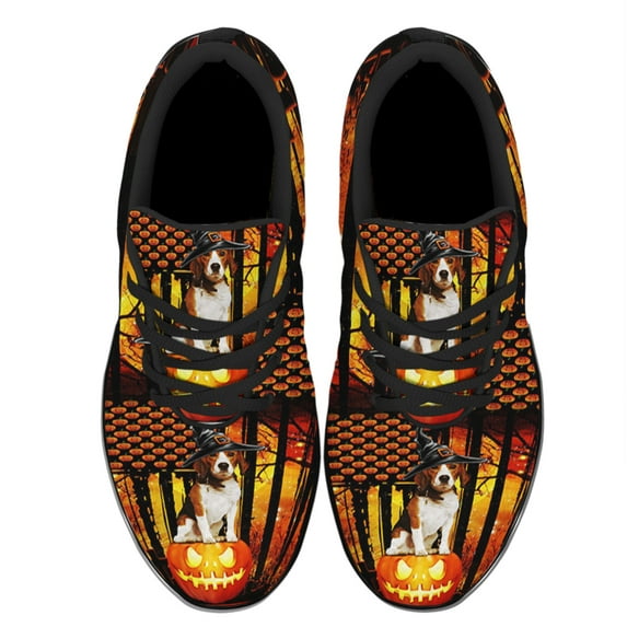 Beagle Dog Happy Halloween Pumpkin America Shoes Women's Fashion Sneakers Tennis Running Shoes for Men Women Black Size 3.5