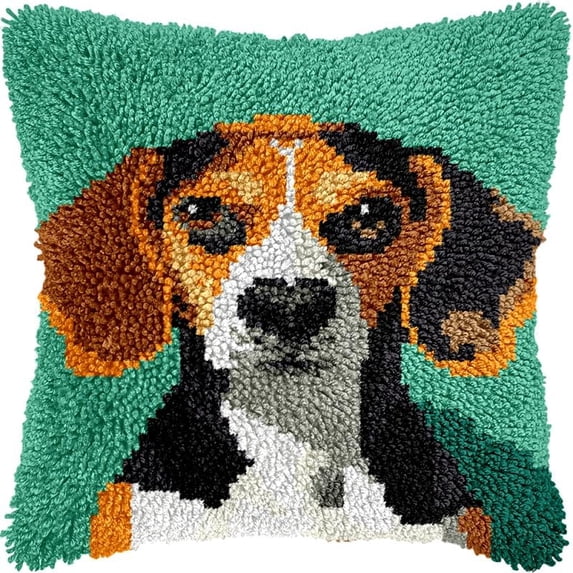 Dachshund Dog Latch Hook Pillow Kits Pillow Cover Pattern Printed Canvas Crochet Knitted Hooking Pillowcase Cushion Crafts Embroidery Latch Hooking Crochet Kits Set 17x17 inch(38)