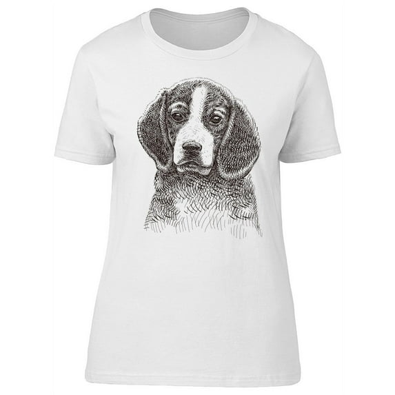 Beagle Dog Line Art T-Shirt Women -Image by Shutterstock, Female Large