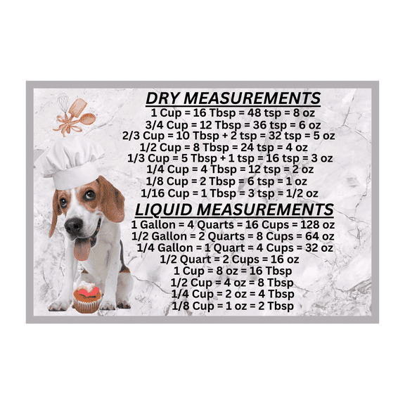 Beagle Dog Measuring Chart Magnet Kitchen Baking Guide