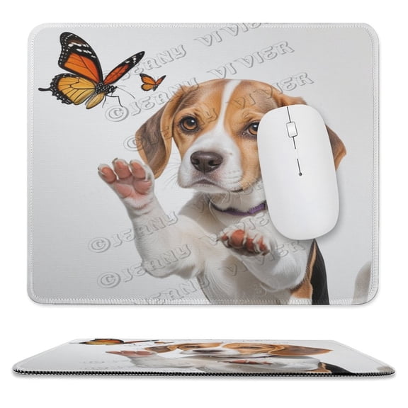 Beagle Dog Mouse Pad, Rectangle Personalized Computer Mouse Pads, Washable Mouse Mat, Gaming Office Home Non-Slip Rubber Base Mousepad 10"x12"