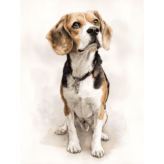 Beagle Dog Portrait Canvas Print Wall Art for Living Room Bedroom Office Hallway Apartment Decor