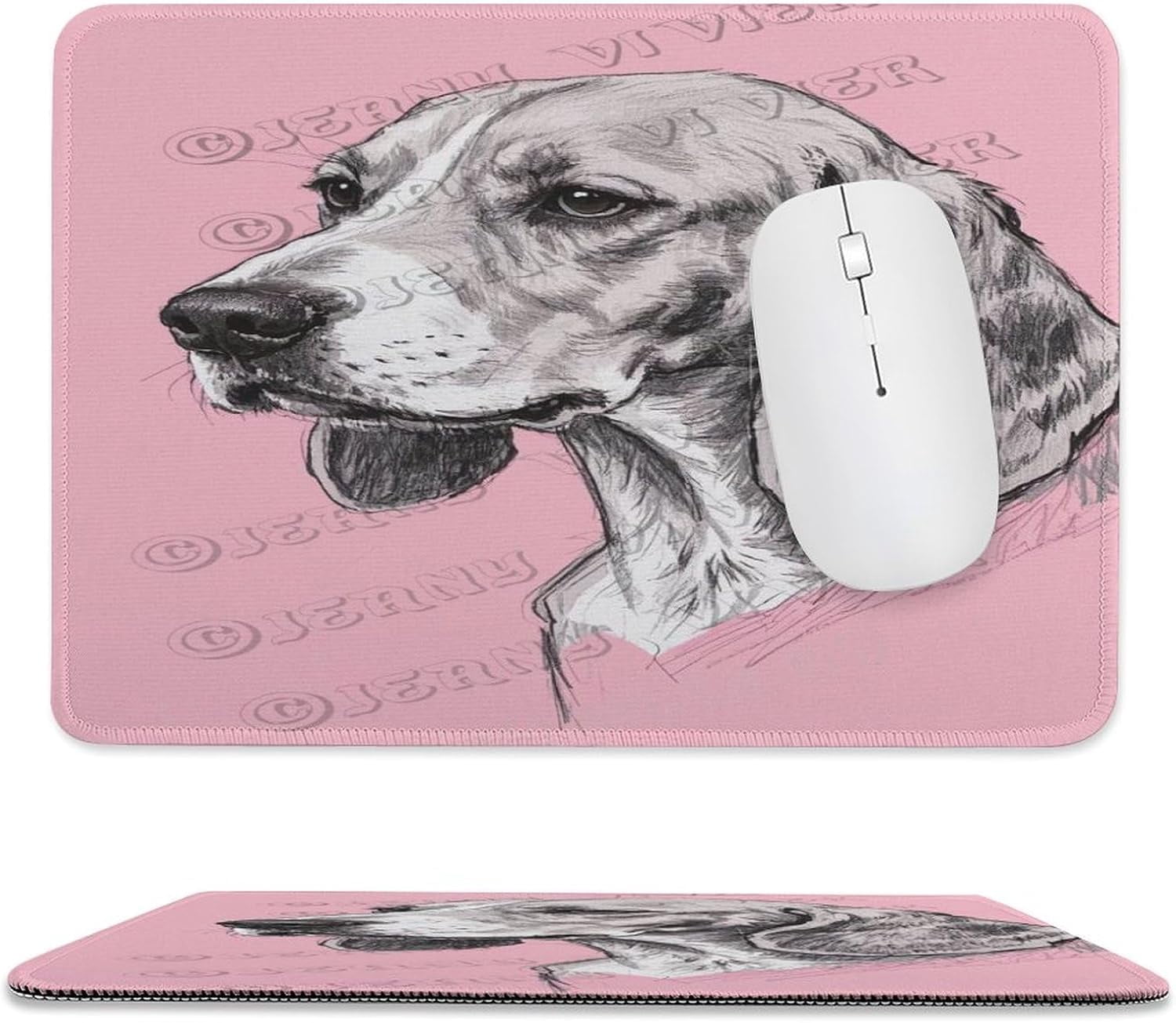 Beagle Dog Portrait Mouse Pad 8x10 in Size, Stitched Edge Computer ...