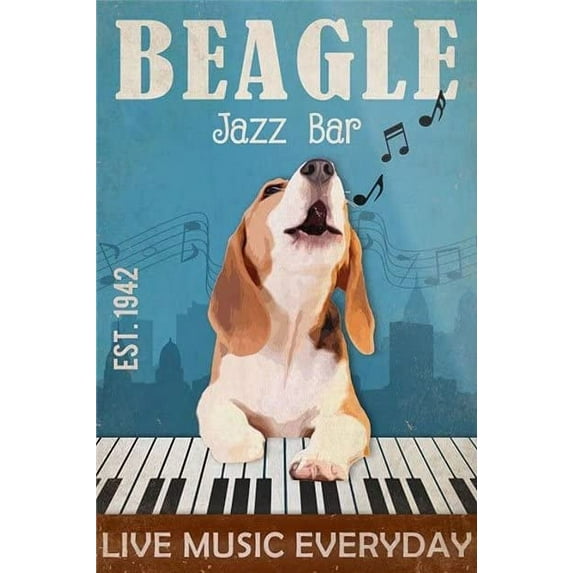 Beagle Dog Retro Decor Sign Coffee Poster,Cafe Bar Pub Beer Club Wall Plaque Home Decor Poster Painting 12x16 inch