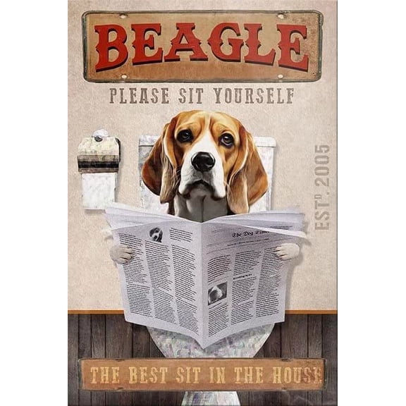 Beagle Dog Retro Sign, Coffee Art Poster,Bedroom Poster Bathroom Retro Wall Cafe Home Decor Painting 12x16 inch