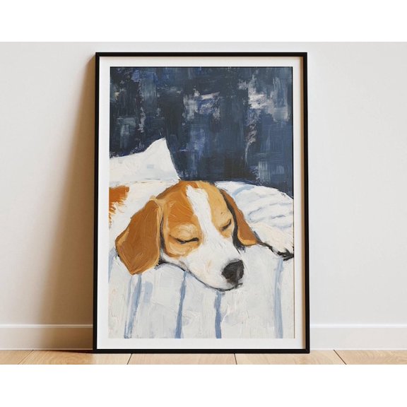 Beagle Dog Wall Art Print, Unframed Paper Poster 24x36in