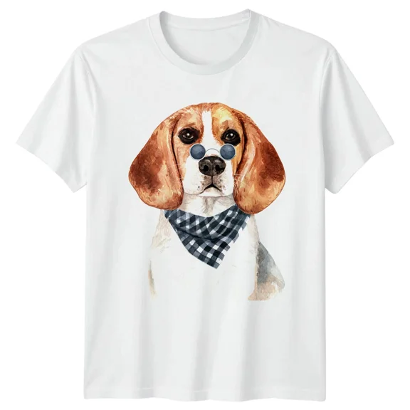 Beagle Dog With Glasses Bandana Pets Mens T-Shirt