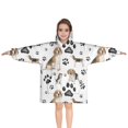 thumbnail image 1 of Beagle Dog and Footprints Blanket Hoodies for Kids 6-13YR Oversize Wearable Blanket Hoodies for Boys Girls Teens, 1 of 7