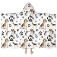 thumbnail image 1 of Beagle Dog and Footprints Hooded Bath Towel，60"x35" for Ages 3 To 12 Kids, Quick Dry Lightweight Soft Microfiber Hood Beach Towel Cover Up for Kids, 1 of 7