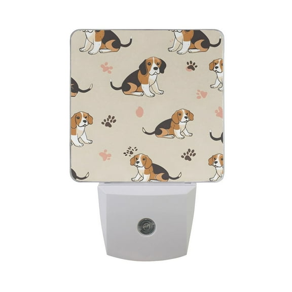 Beagle Dog and Paw Night Light 2 Pack LED Nightlight Plug into Wall Dusk to Dawn Sensor Soft White