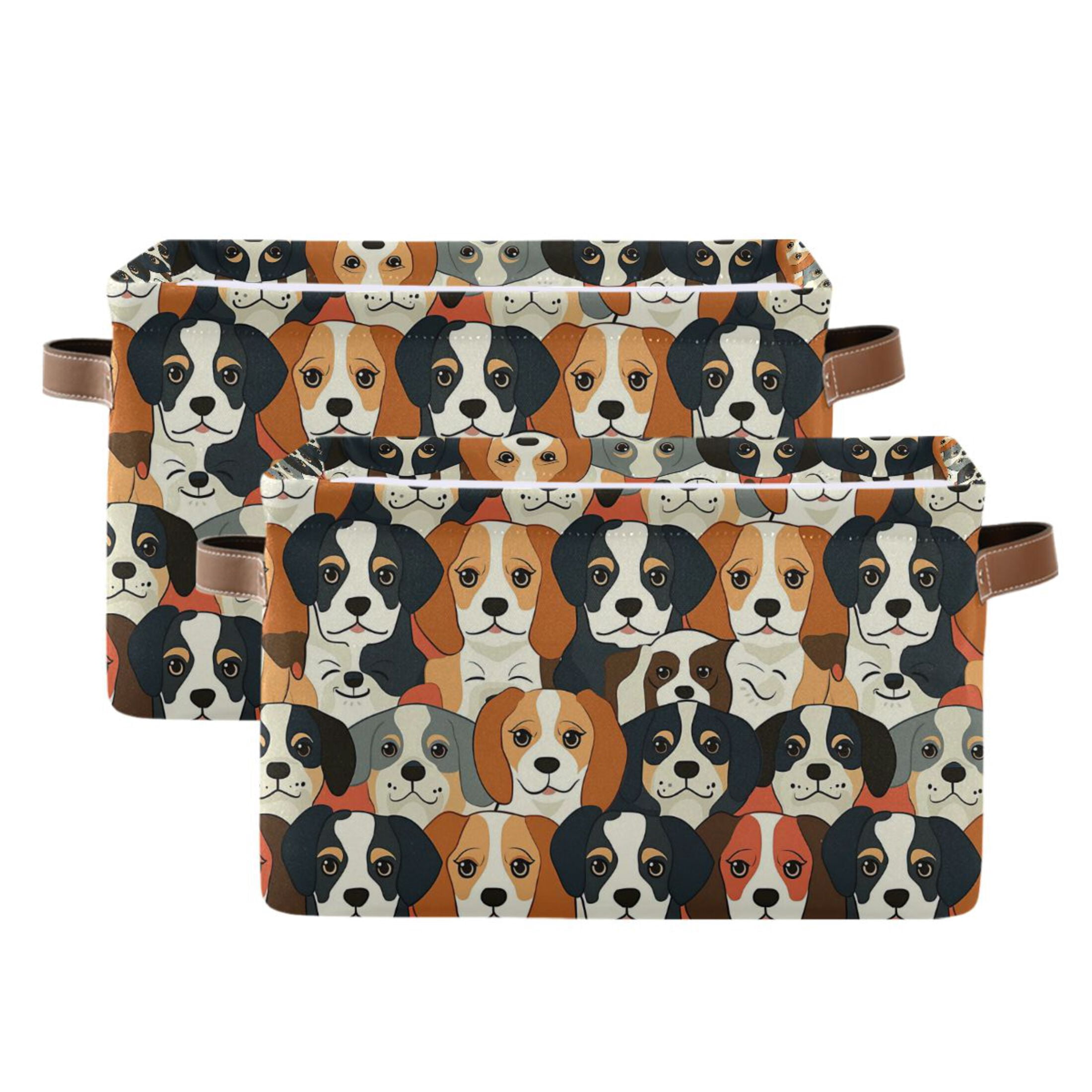 Beagle Dogs Face Storage Bins with Handle Fabric Organizer Basket ...