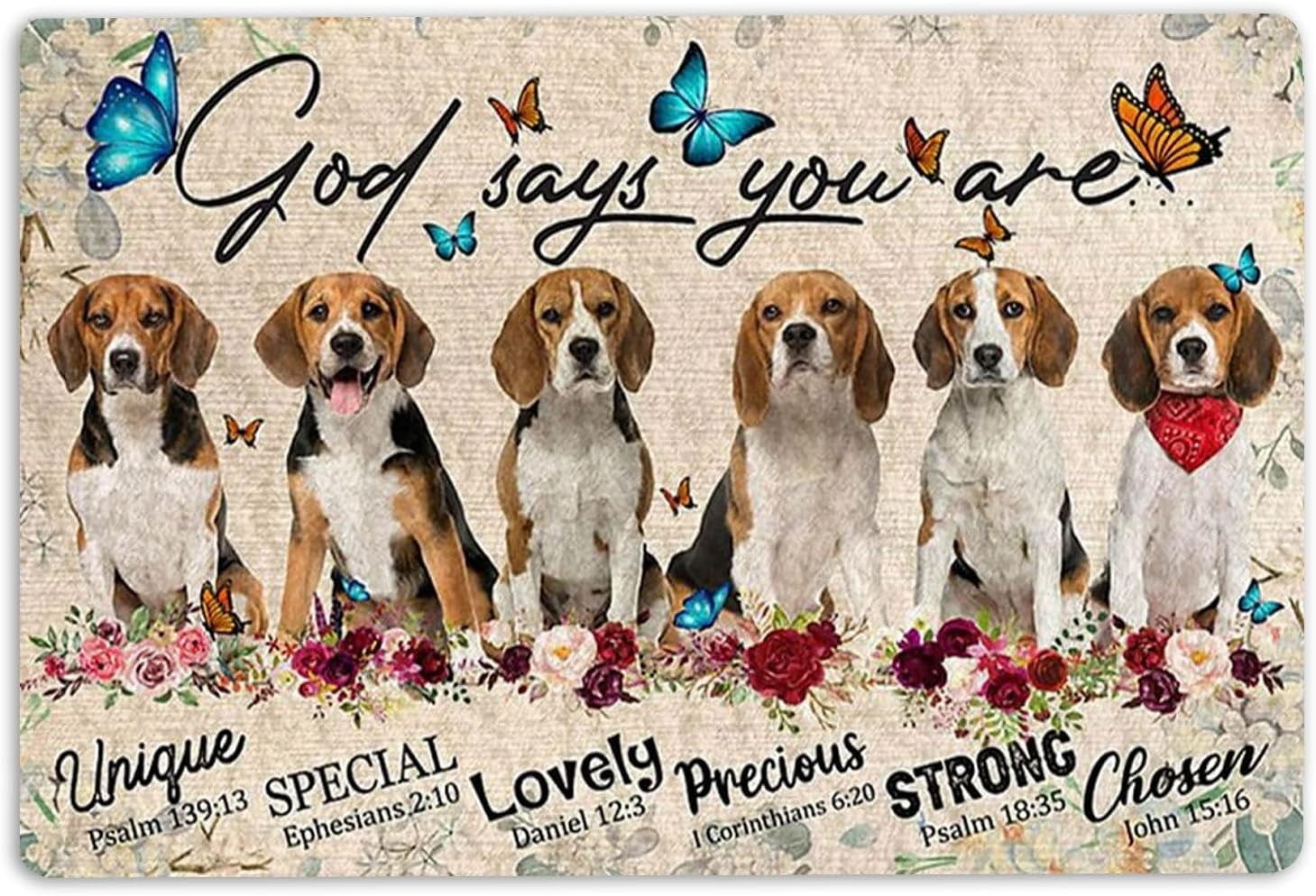 Beagle Door Mat Beagles Dog God Says You are Unique Gifts for Dog Lover