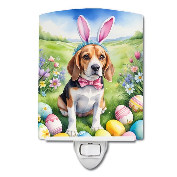 Beagle Easter Egg Hunt Ceramic Night Light 4 in x 6 in