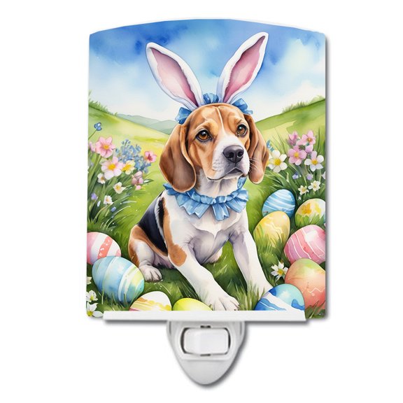 Beagle Easter Egg Hunt Ceramic Night Light 4 in x 6 in