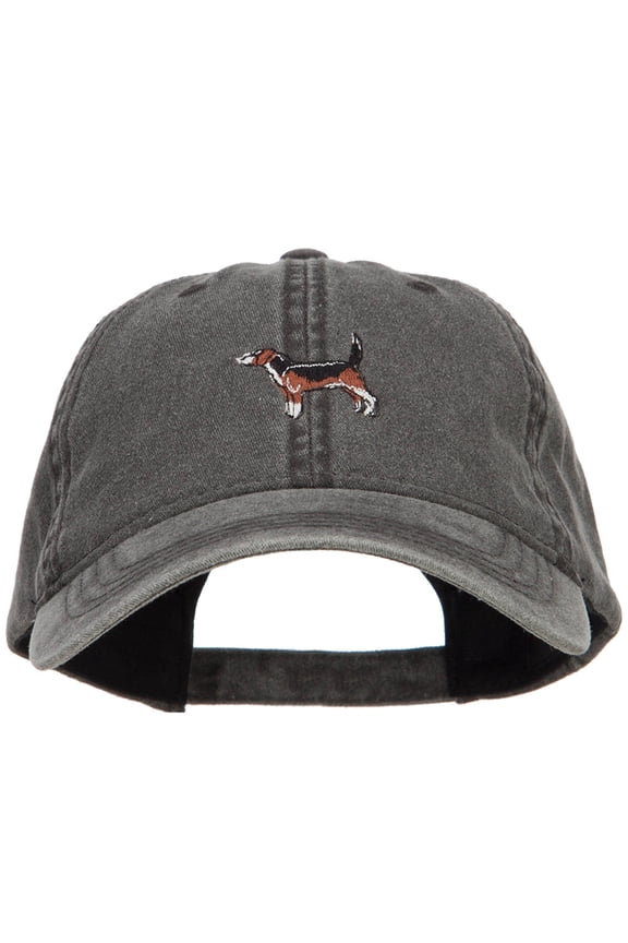Beagle Embroidered Washed Cap - Black OSFM