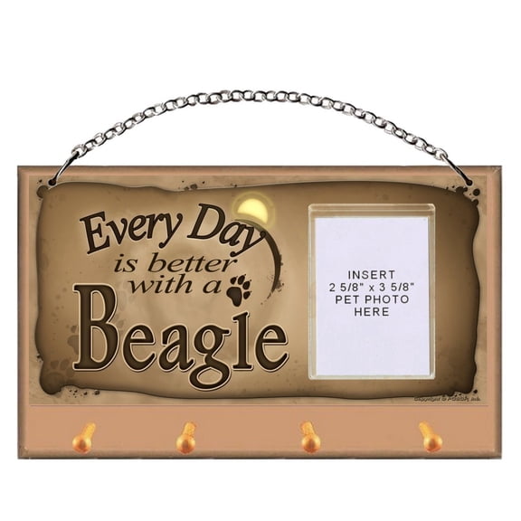 Beagle "Every Day is Better With a Beagle" Key and Leash Holder featuring Clear Pocket to Insert Your Photo