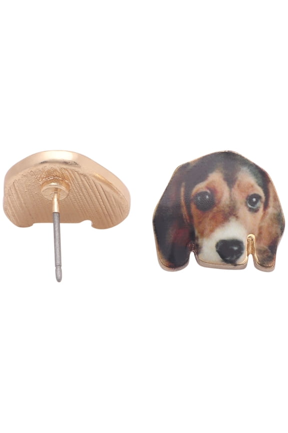 Beagle Face Dog Stud Earrings Enamel Colorful From the Ginger Lyne Collection