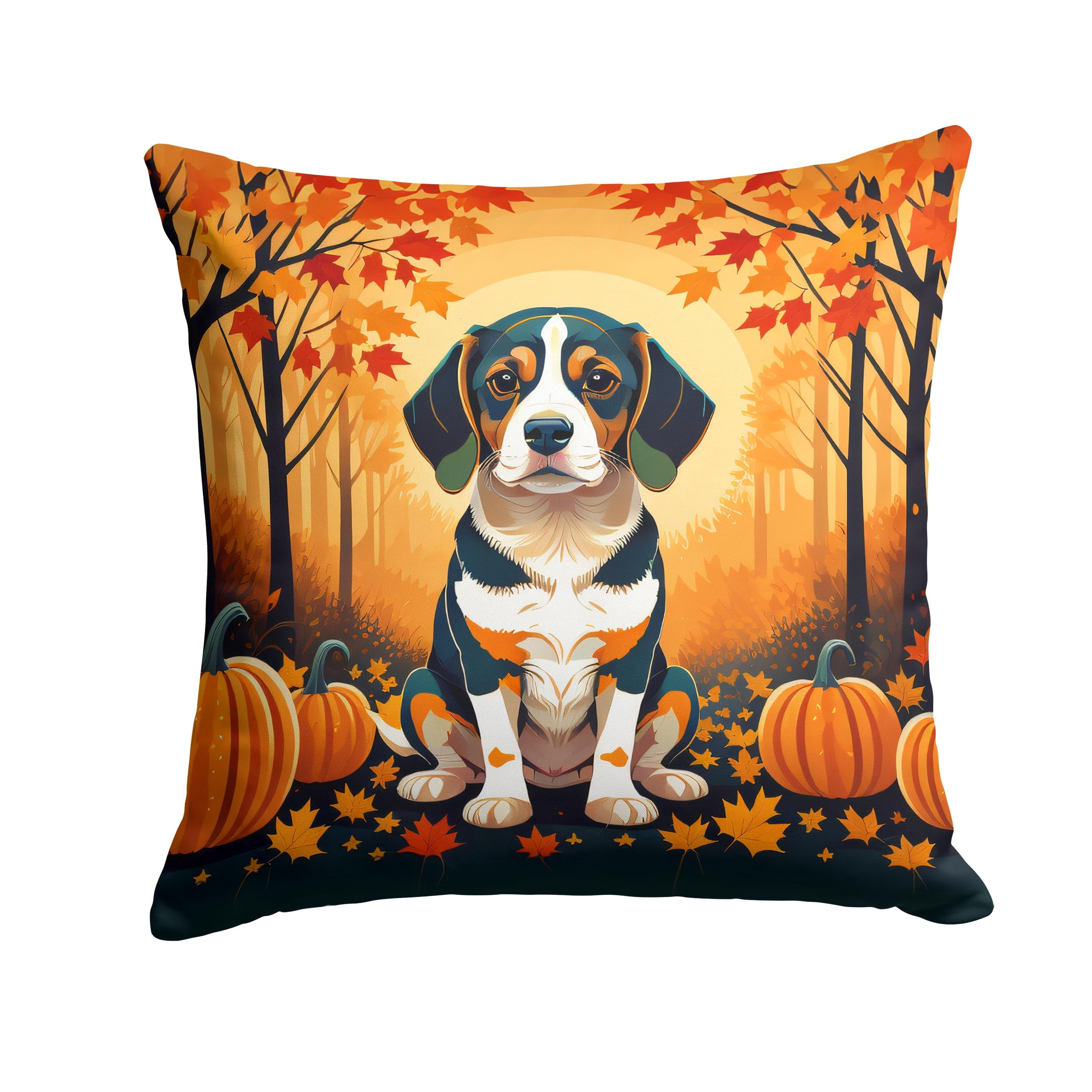 Beagle Fall Fabric Decorative Pillow 14 in x 14 in