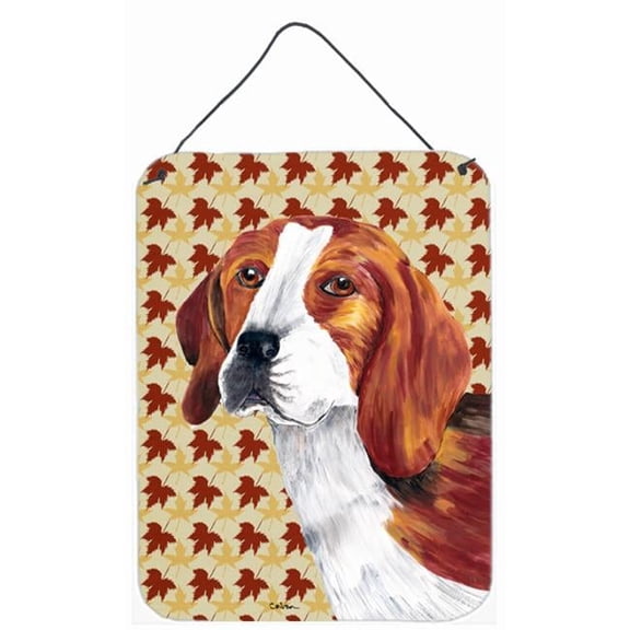 Beagle Fall Leaves Portrait Aluminum Metal Wall & Door Hanging Prints