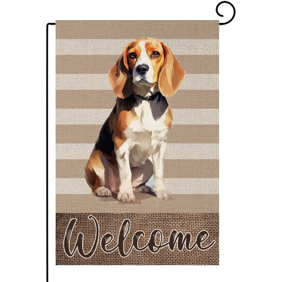 Beagle Garden Flag Double Sided Welcome Dog Spring Yard Decor 12 x 18 Inch Outdoor House Lawn Decoration