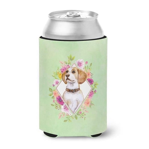 Beagle Green Flowers Can or Bottle Hugger