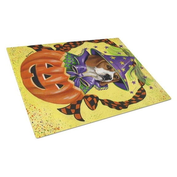 Beagle Halloweenie Glass Cutting Board - Large