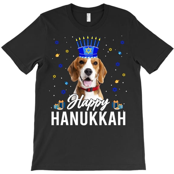 Beagle Happy Hanukkah Beagle Menorah Hat Jewish Hanukkah Xmas Dog Themed - Durable Stitching G33917 Unisex T-Shirt, Up to Size 5XL