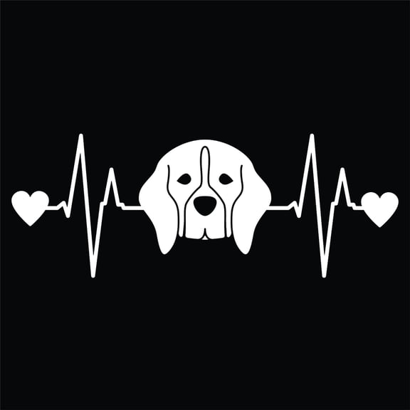 Beagle Heartbeat Decal Sticker |7-Inches By 2.6-Inches | White Vinyl