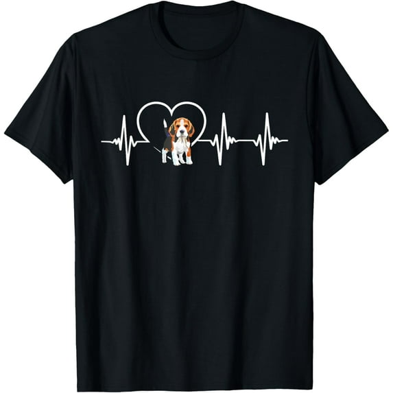 Beagle Heartbeat Love Beagle T-Shirt T-ShirtMen and women, Black T-shirt, size: Extra large