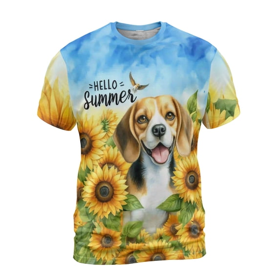 Beagle Hello Summer Sunshine Sunflowers Spring Retro Vintage All Over ...