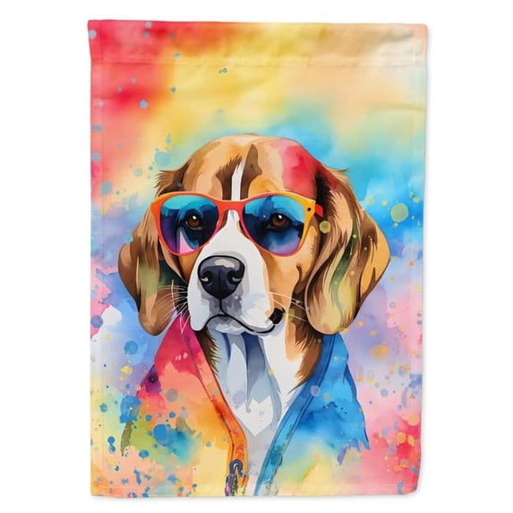 Beagle Hippie Dawg House Flag 28 in x 40 in