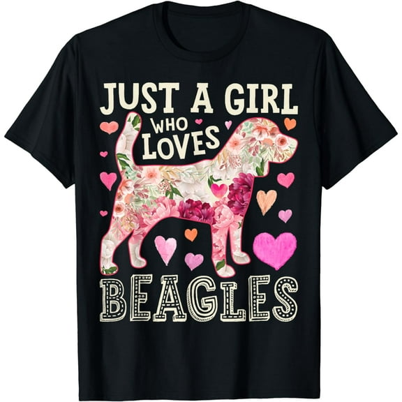 Beagle Just A Girl Who Loves Beagles Dog Flower Women Floral T-Shirt